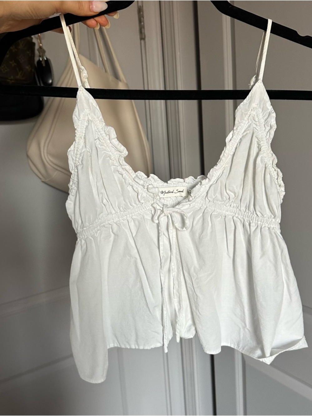 White Ruffle Trim Tank